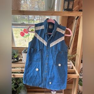 Denim Floral Tank, Size M